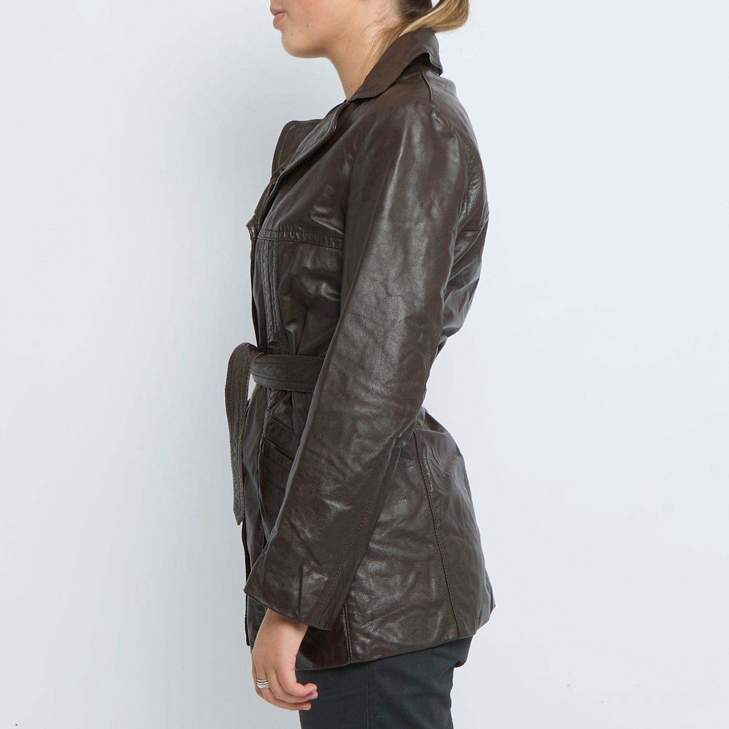 Belted Leather Jacket - UK 10