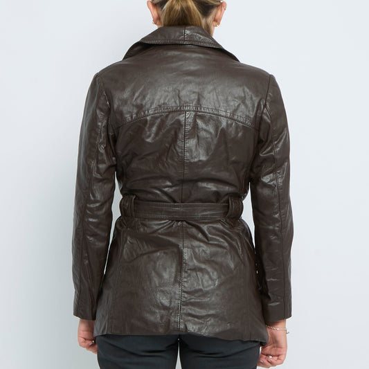 Belted Leather Jacket - UK 10