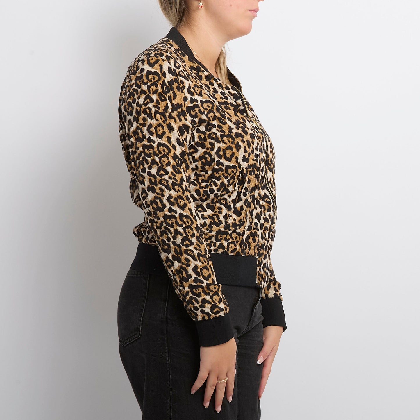 Leopard  Full Zip Bomber Jacket - UK 10