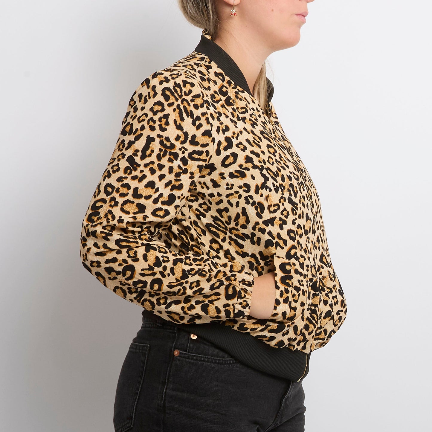 Leopard  Full Zip Bomber Jacket - UK 10