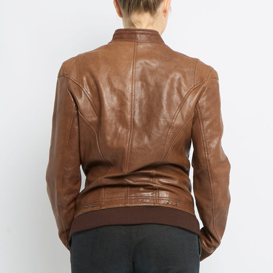 Leather Bomber Style Jacket - UK 10