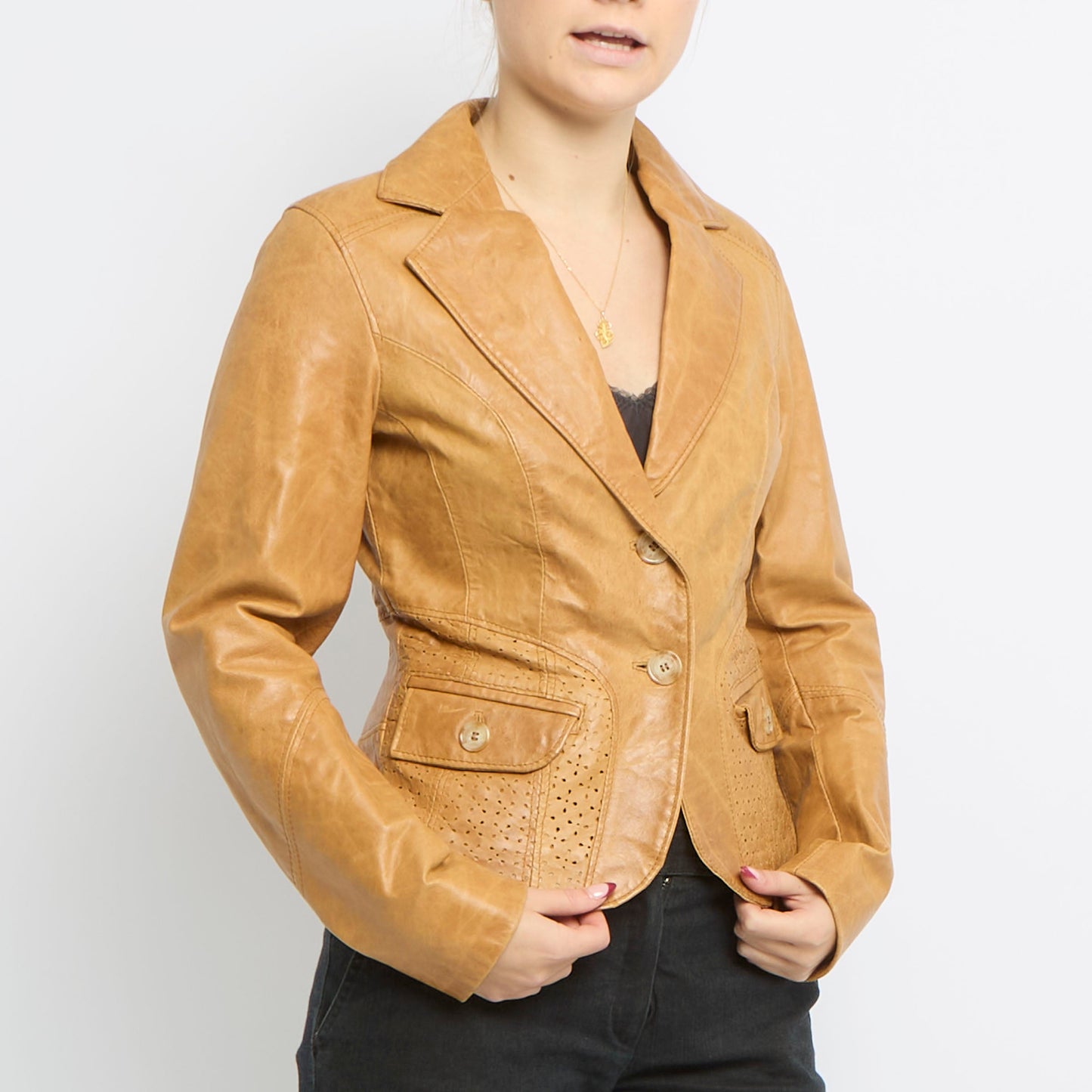 Leather Blazer Style Jacket - UK 10