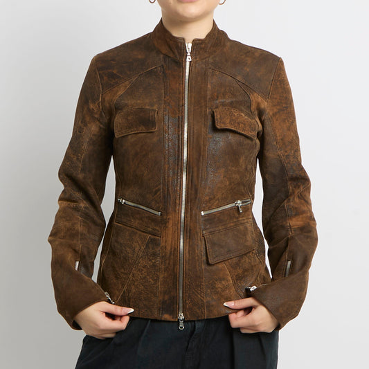 Suede Duo Zip Jacket - UK 10