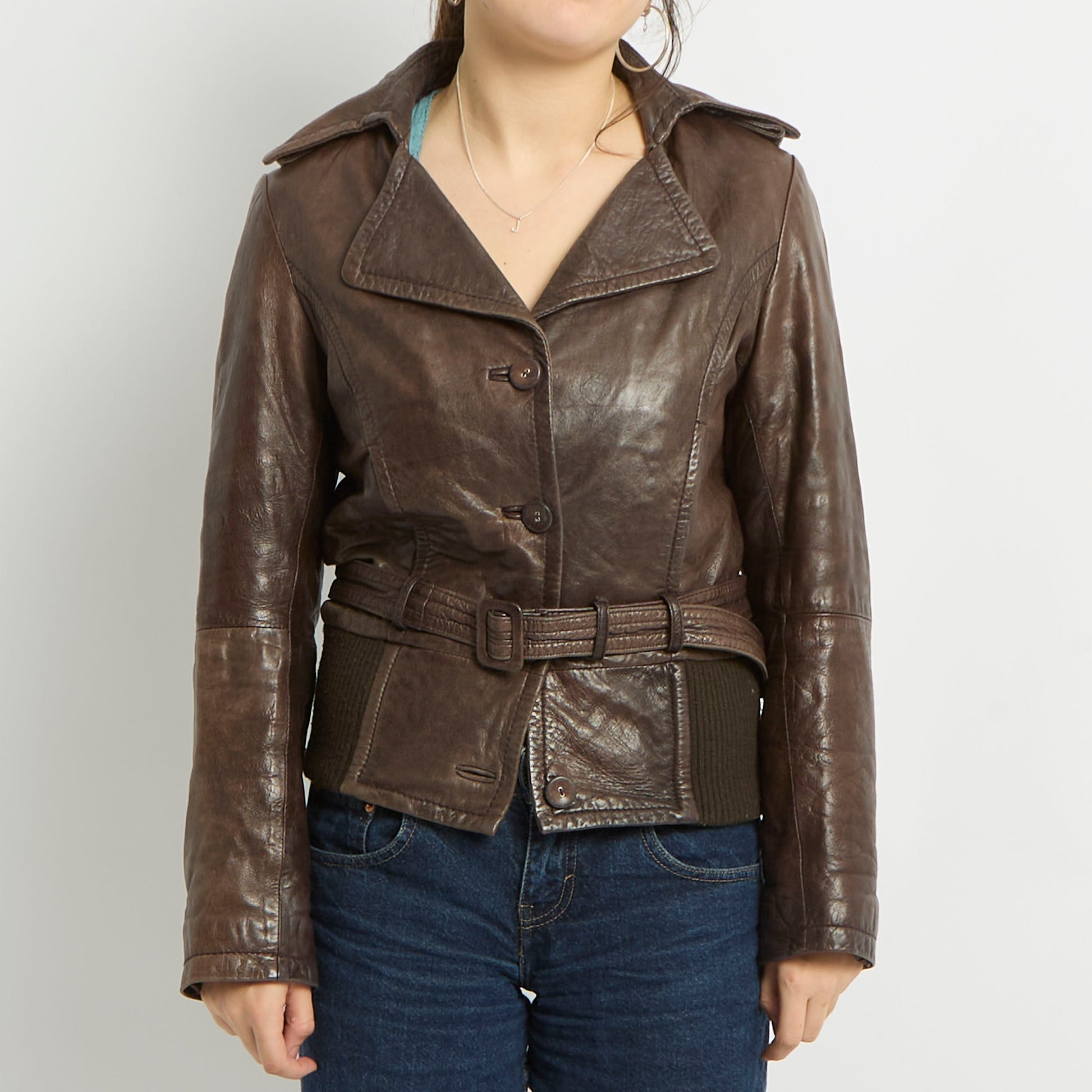 Vera Pelle Belted Leather Jacket - UK 10