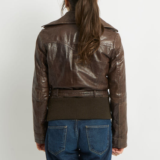 Vera Pelle Belted Leather Jacket - UK 10