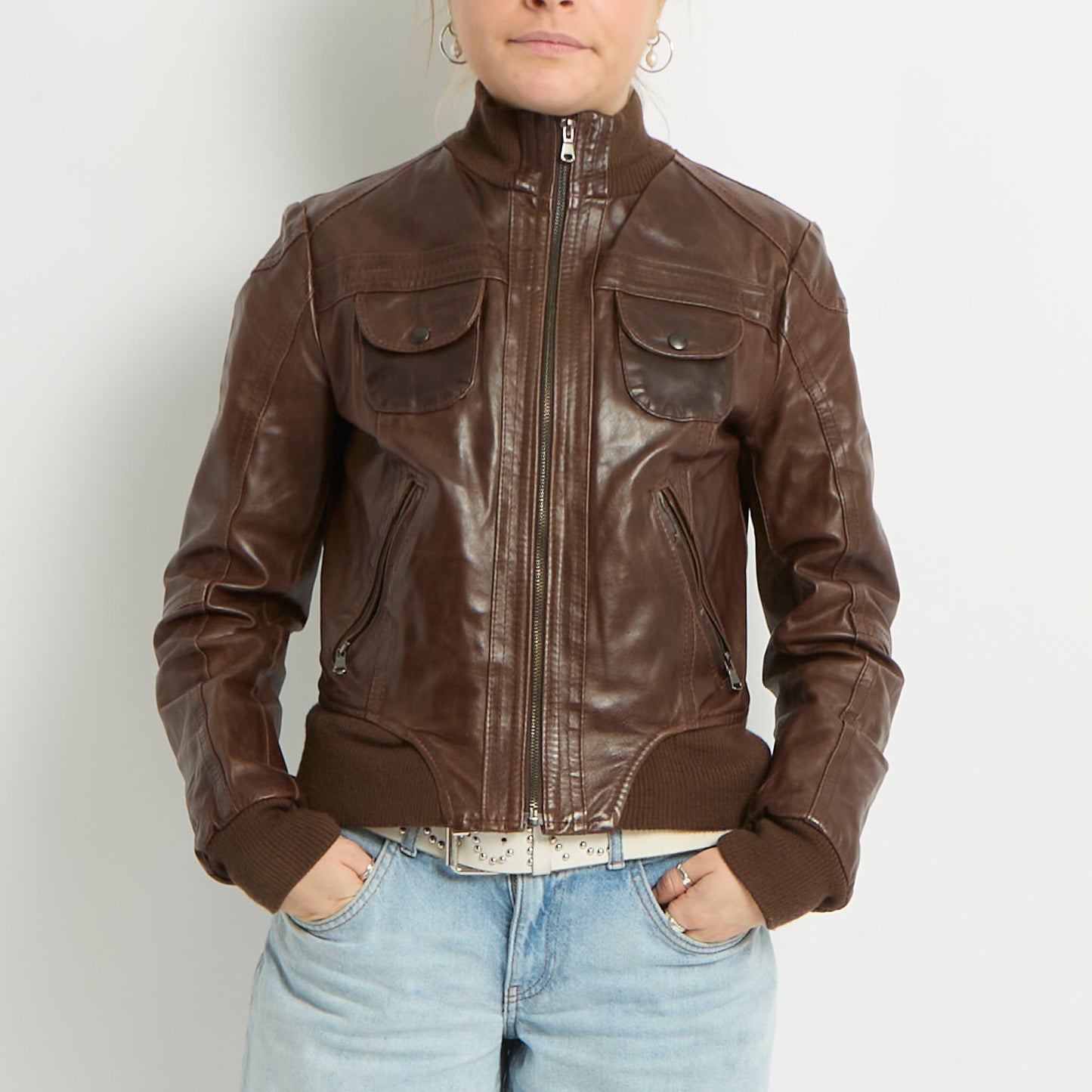 Leather Bomber Jacket - UK 10