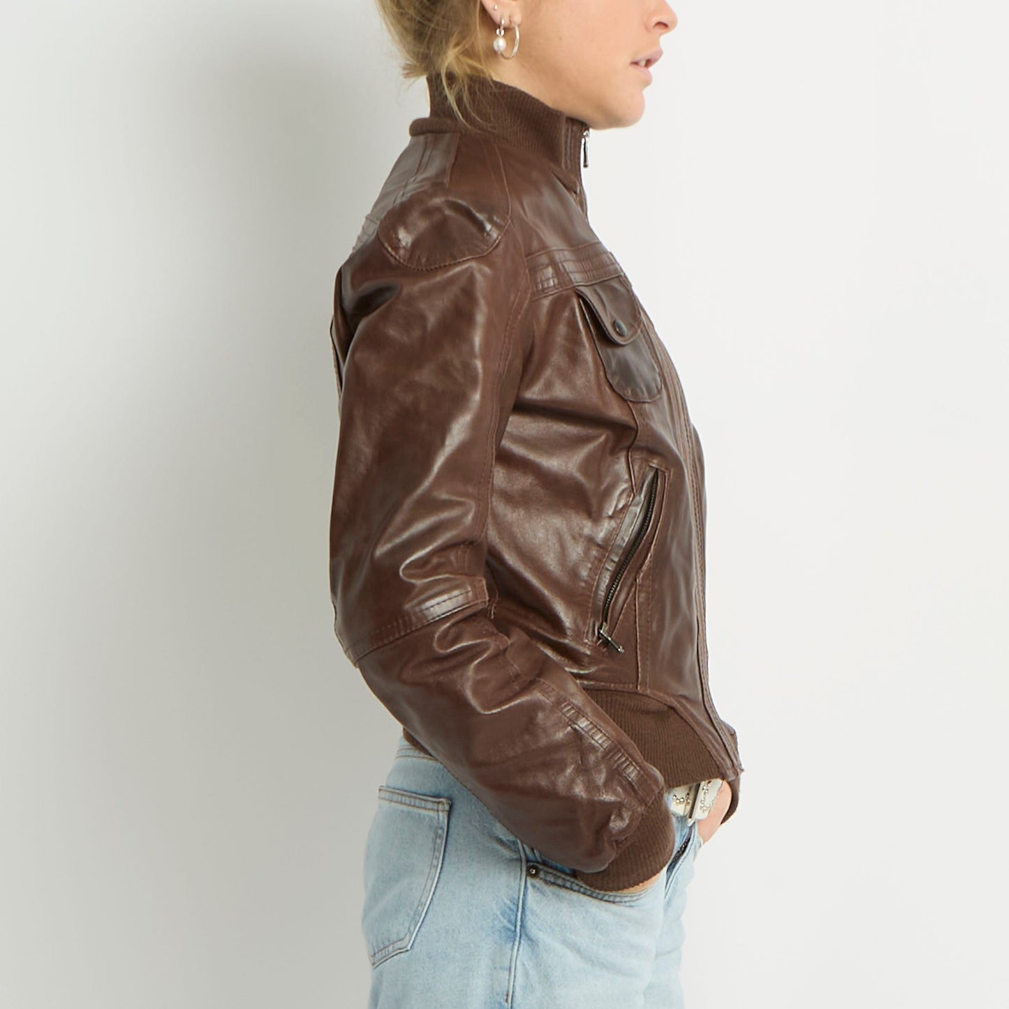 Leather Bomber Jacket - UK 10