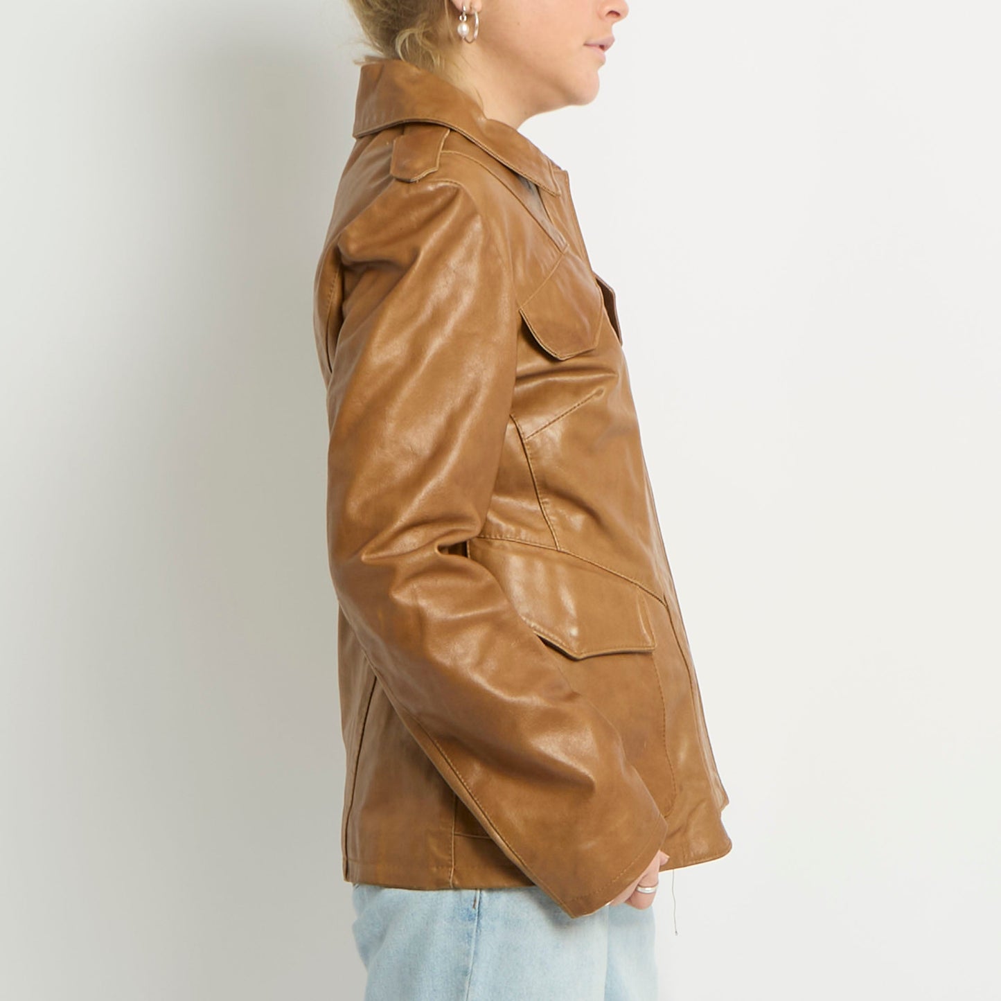 Leather Pocket Detail Jacket - UK 10