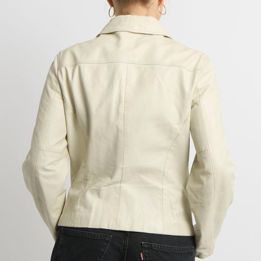 Pocket Detail Zip Faux Leather Jacket - UK 10