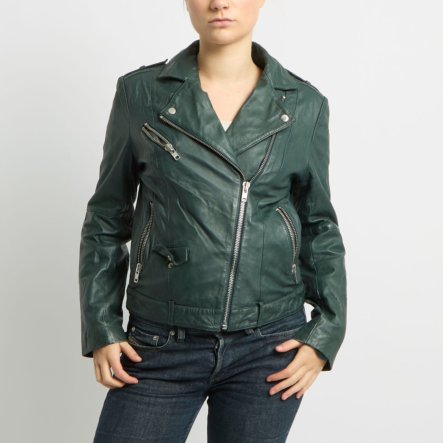 Asymmetric Leather Jacket - UK 10