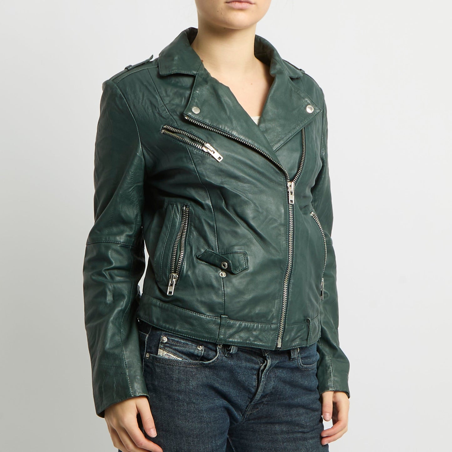 Asymmetric Leather Jacket - UK 10