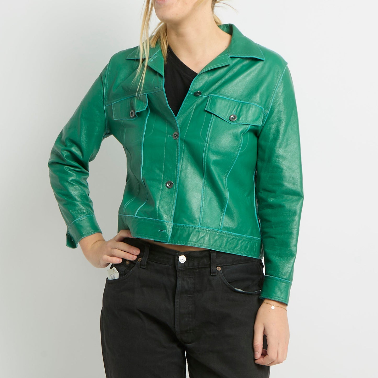 Cropped Lightweight Leather Jacket - UK 10