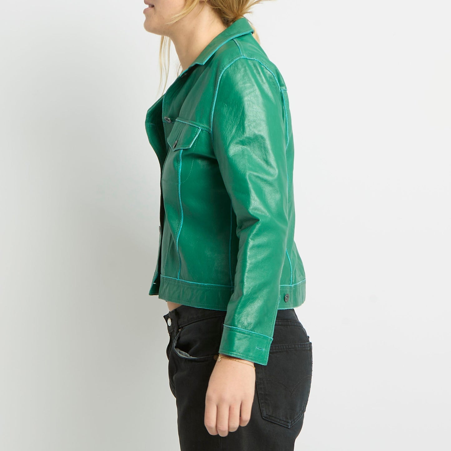 Cropped Lightweight Leather Jacket - UK 10