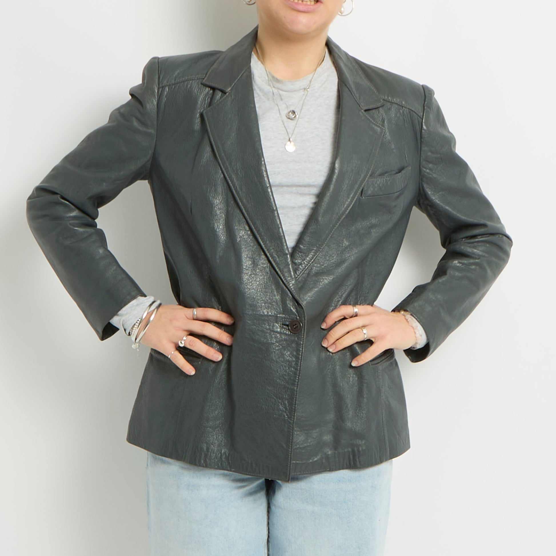 Leather Blazer Jacket - UK 10