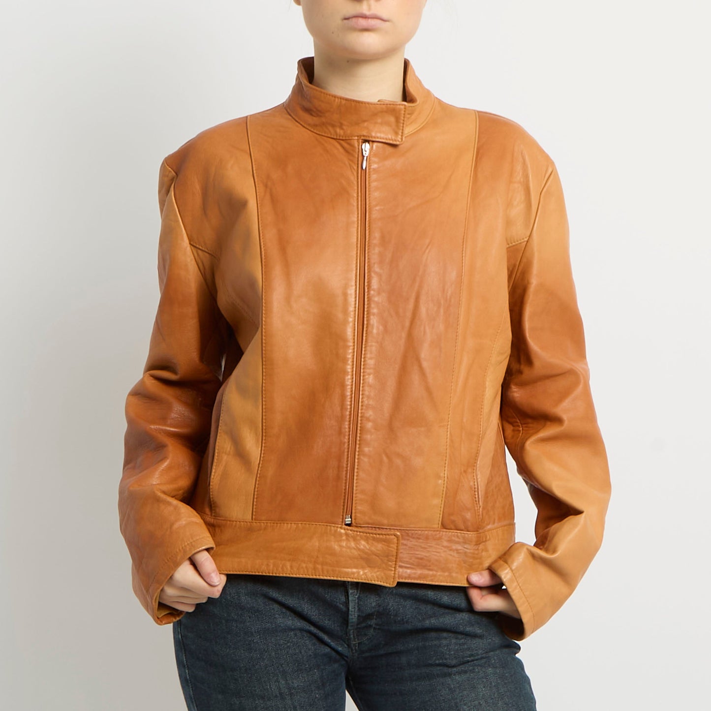 Zip Up Leather Jacket - UK 10