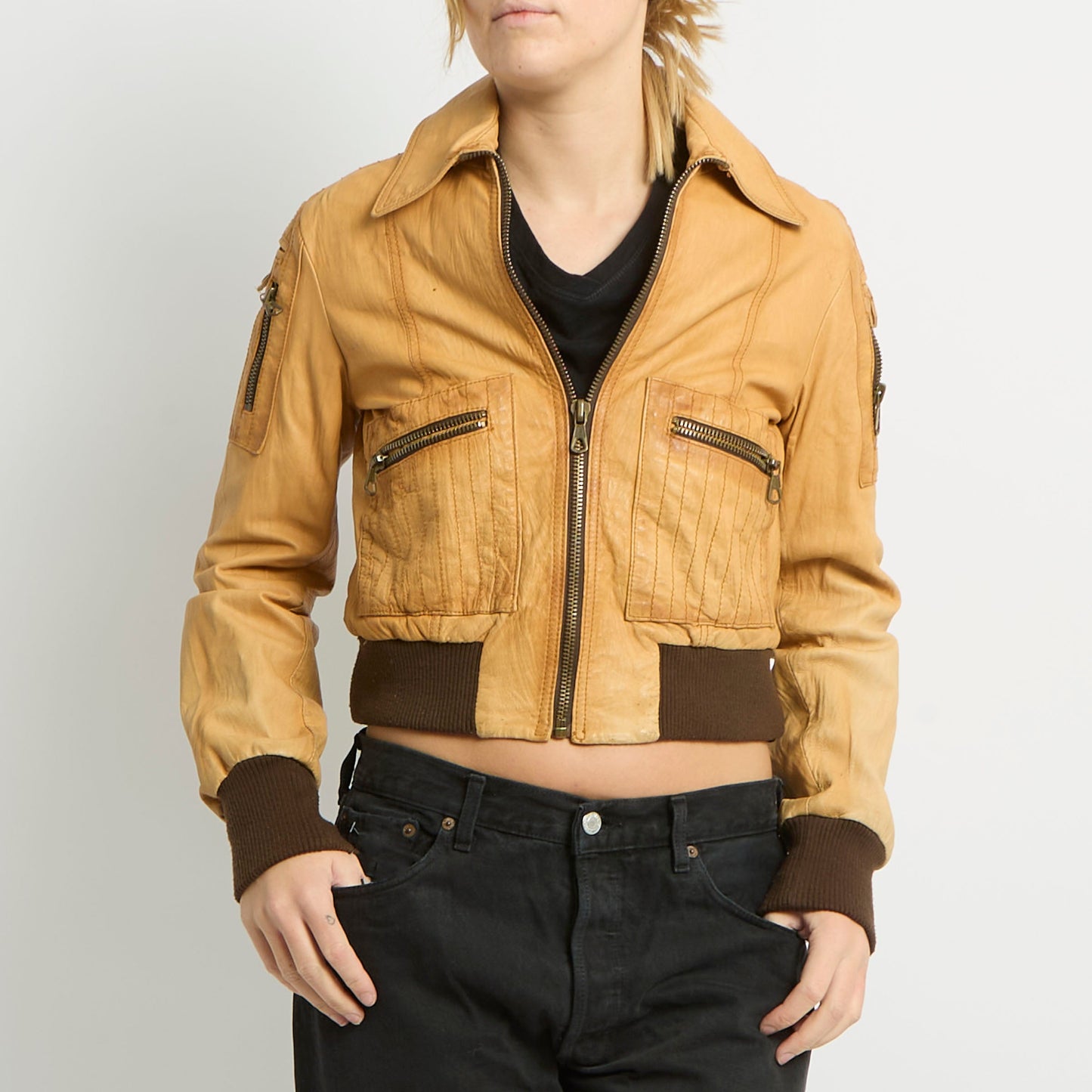 Fitted Leather Jacket - UK 10