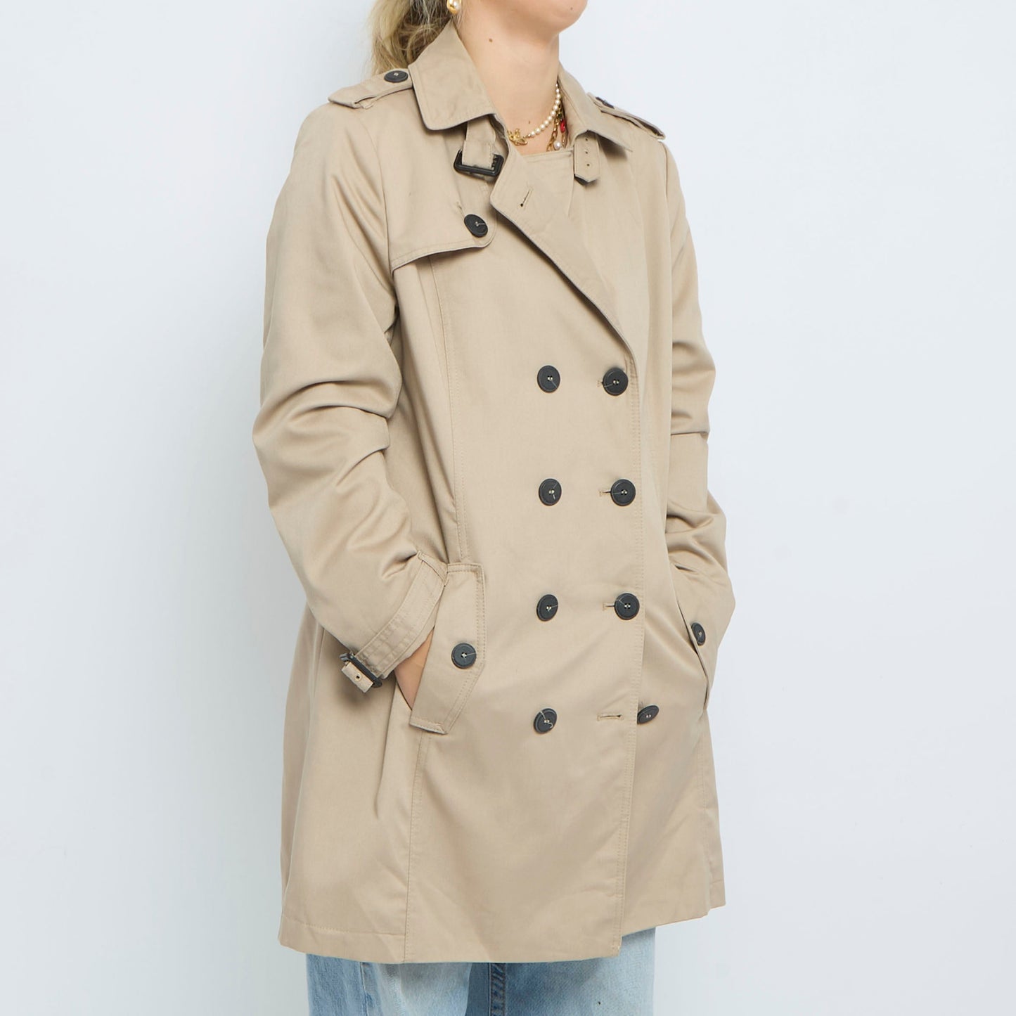 Button  Collared Trench Coat - UK 12