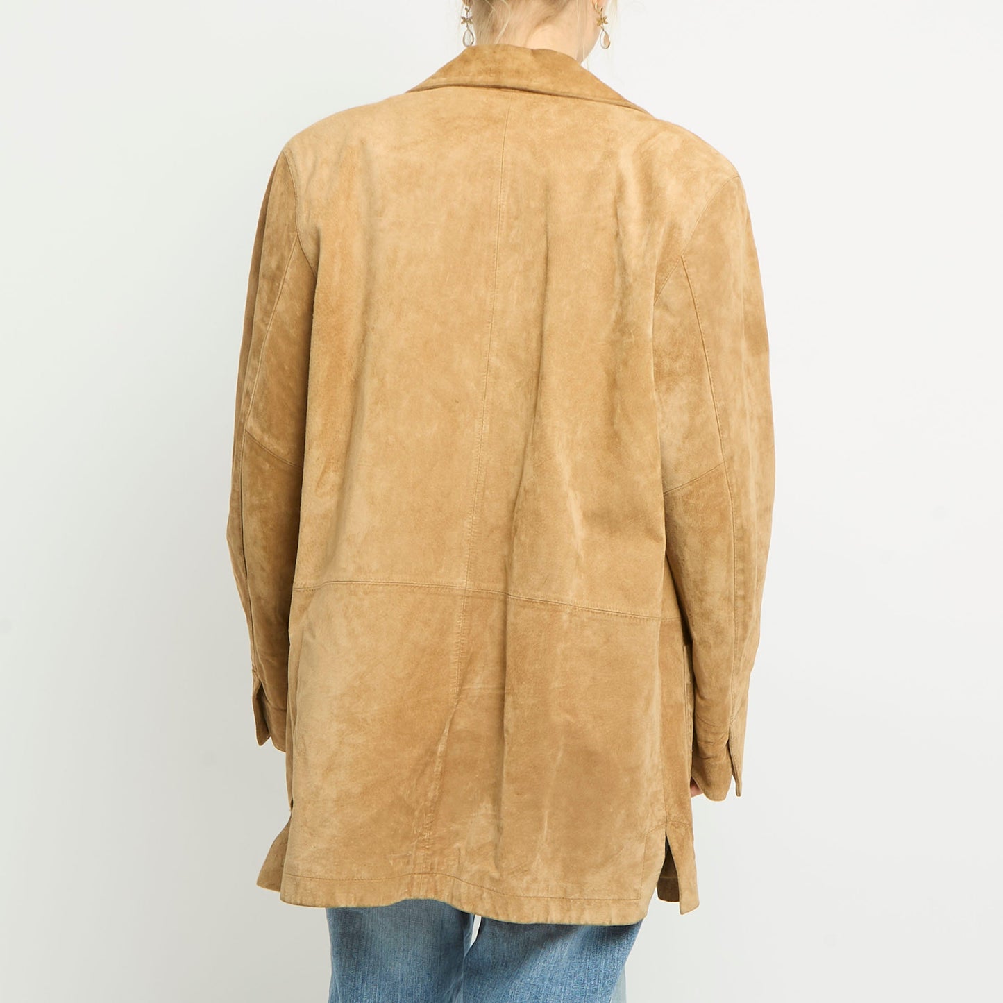 Suede Blazer Style Long Jacket - UK 12