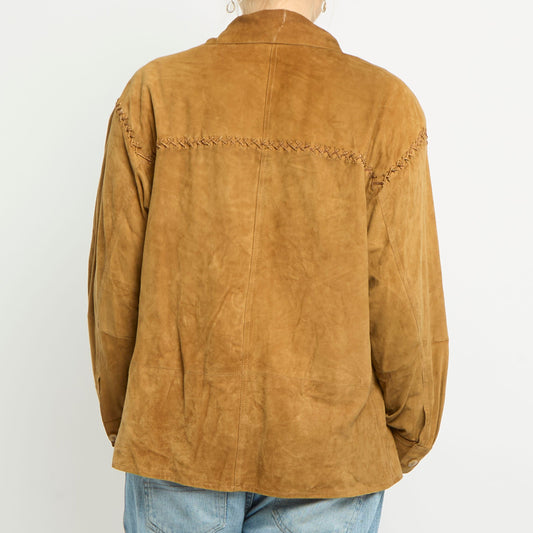 Lace Up Detail Suede Shirt Jacket - UK 12