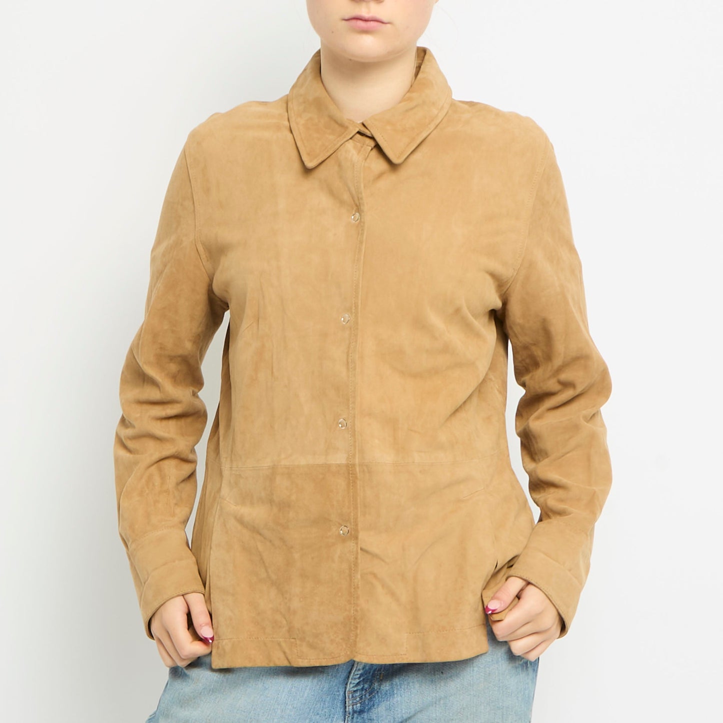 Suede Button Up Shirt Jacket - UK 12