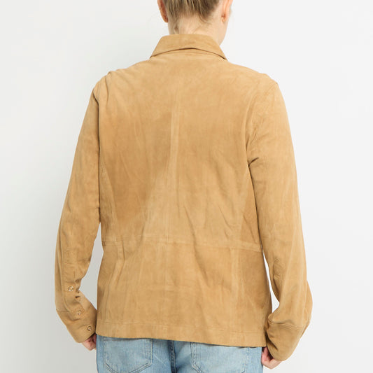 Suede Button Up Shirt Jacket - UK 12