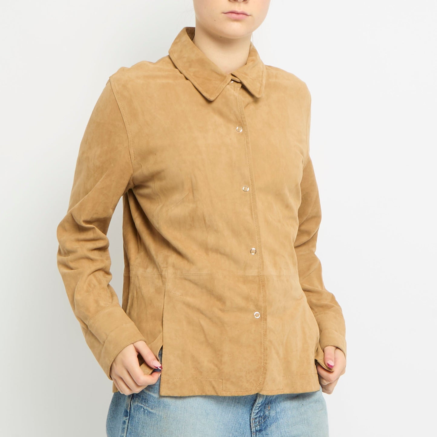 Suede Button Up Shirt Jacket - UK 12