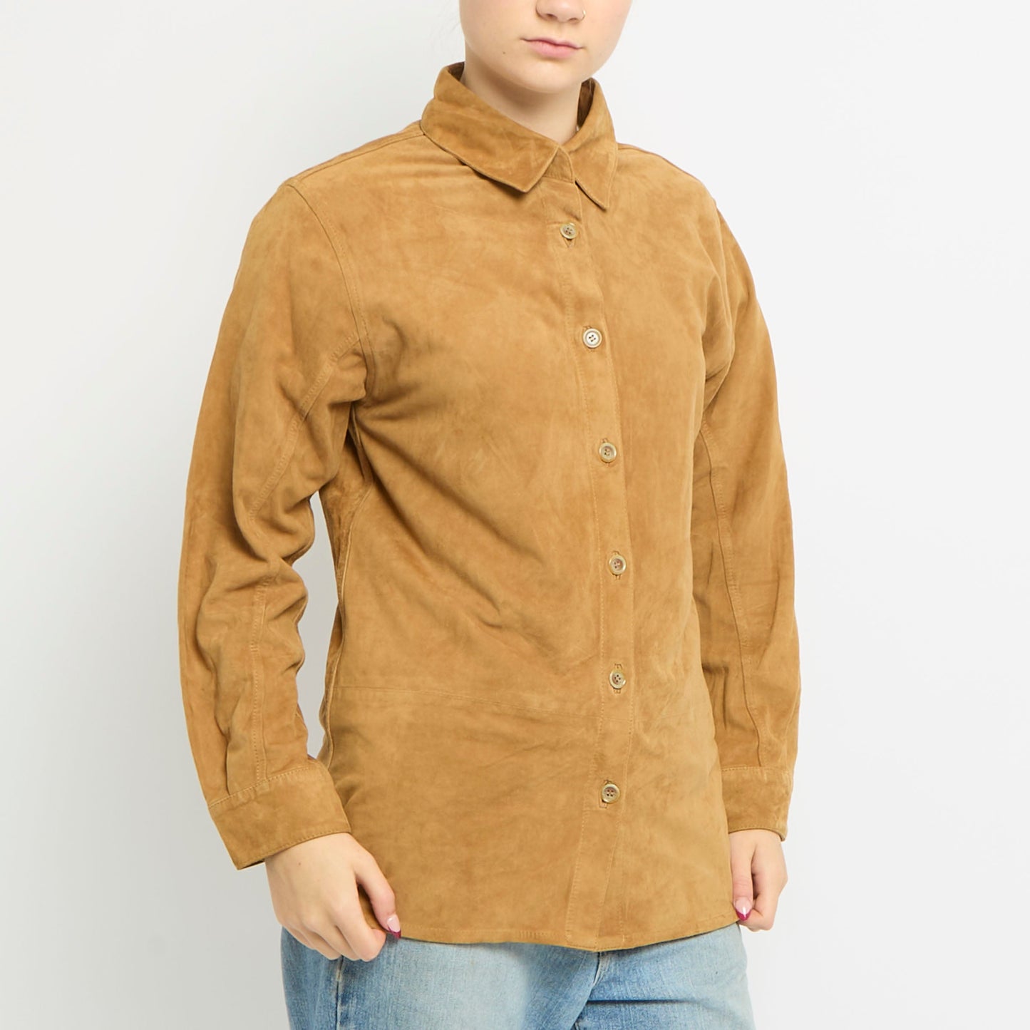 Suede Button Up Shirt Jacket - UK 12