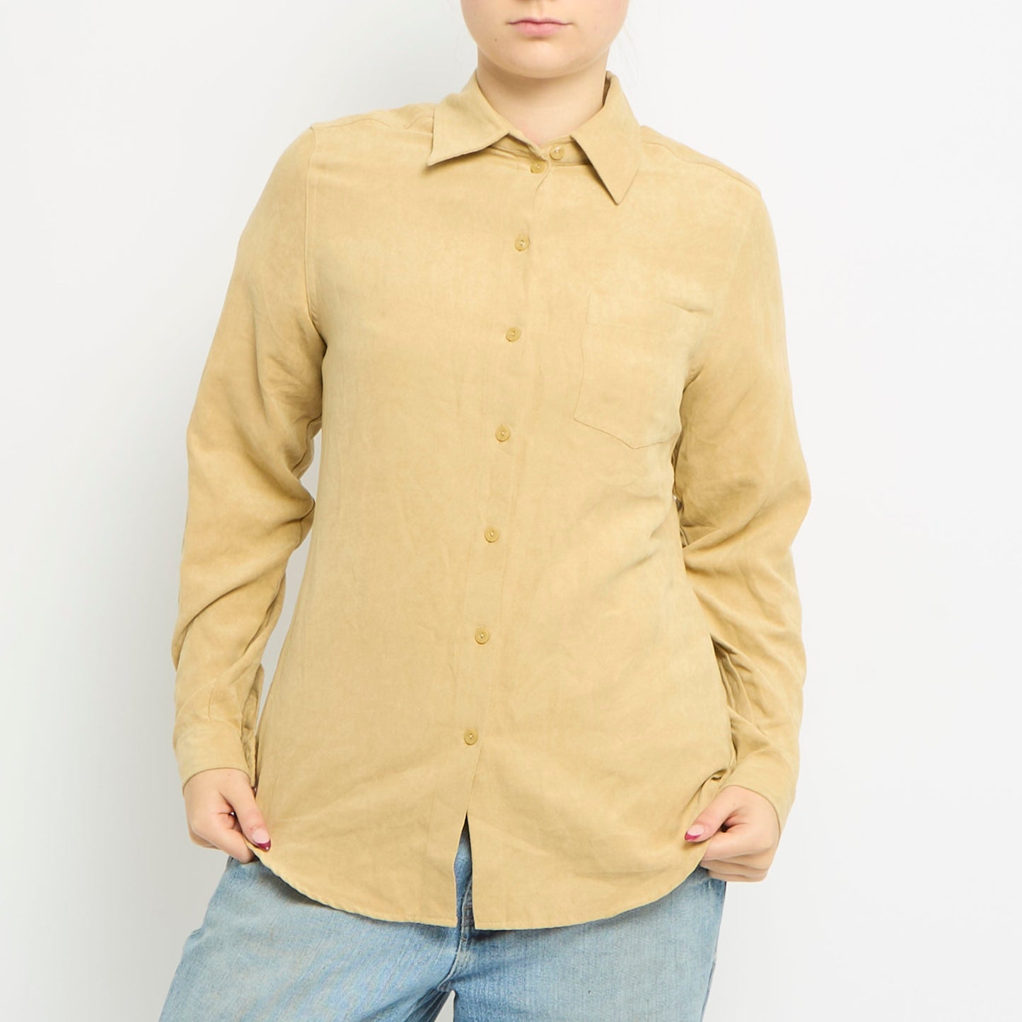 Suede Button Up Shirt Jacket - UK 12