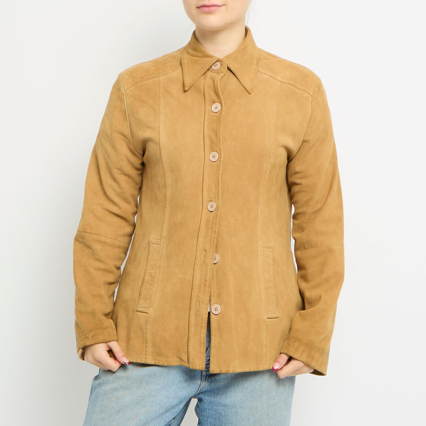 Suede Button Up Shirt Jacket - UK 12