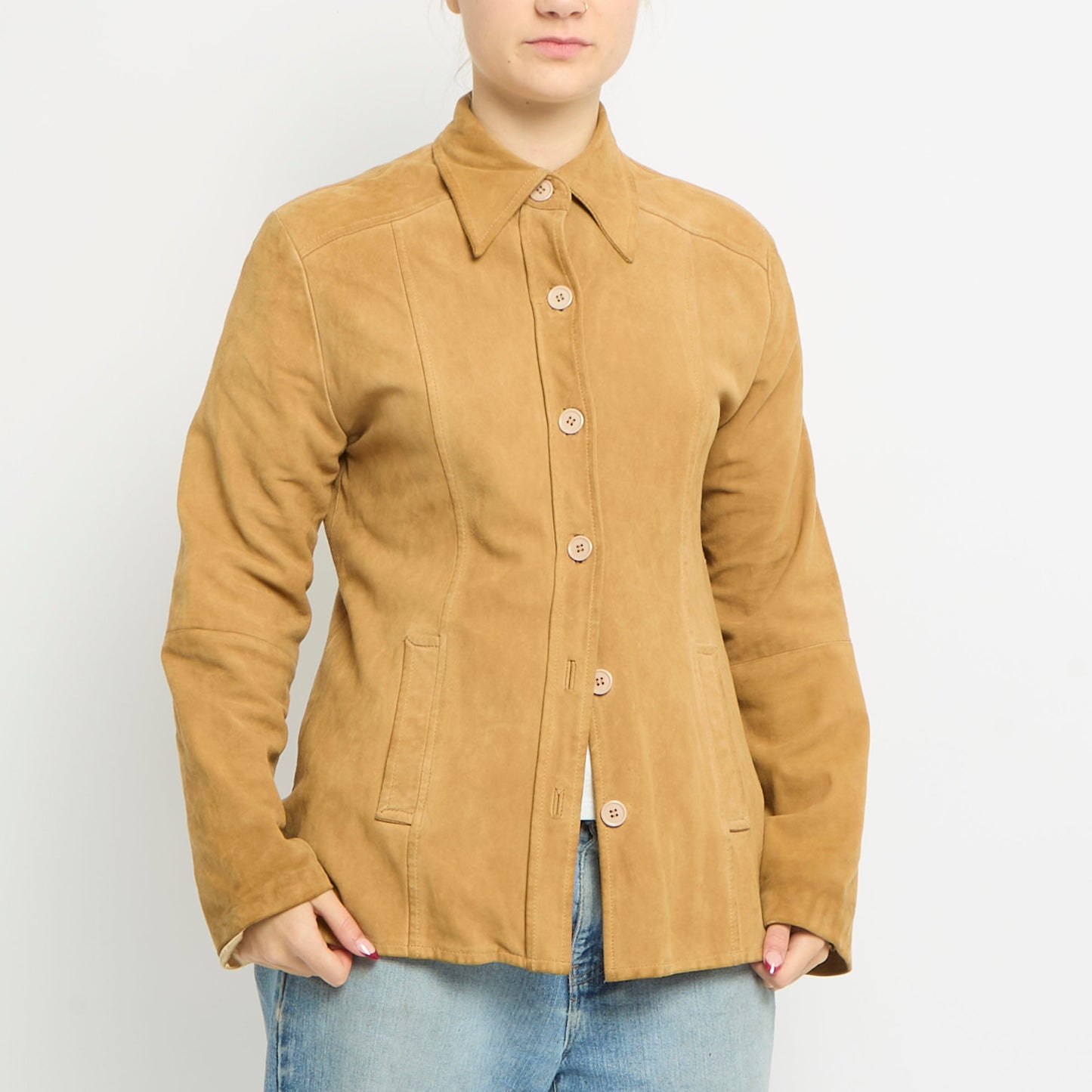 Suede Button Up Shirt Jacket - UK 12