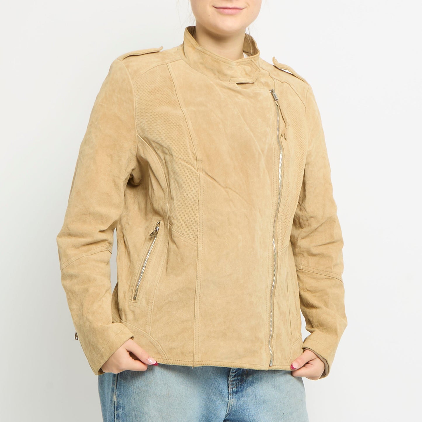 Suede Biker Style Zip Jacket - 12