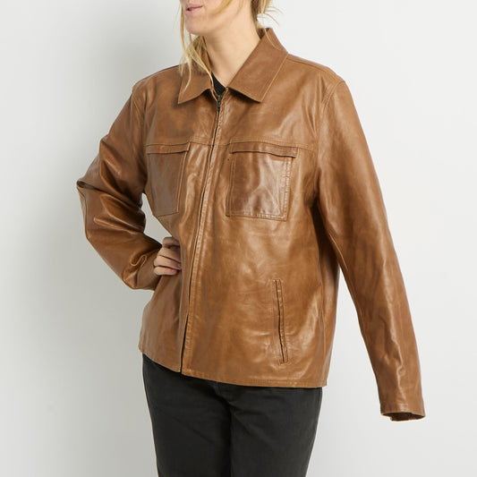 Zip Leather Jacket - UK 12