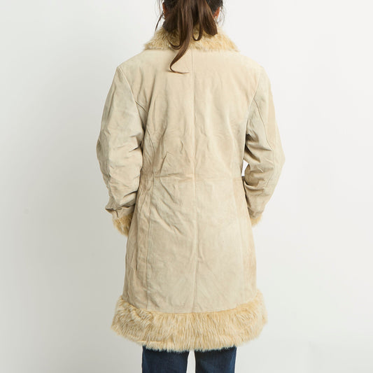 Embroidery Detail Suede Afghan Coat - UK 12