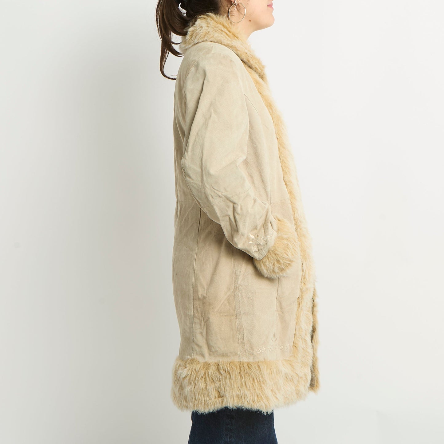 Embroidery Detail Suede Afghan Coat - UK 12