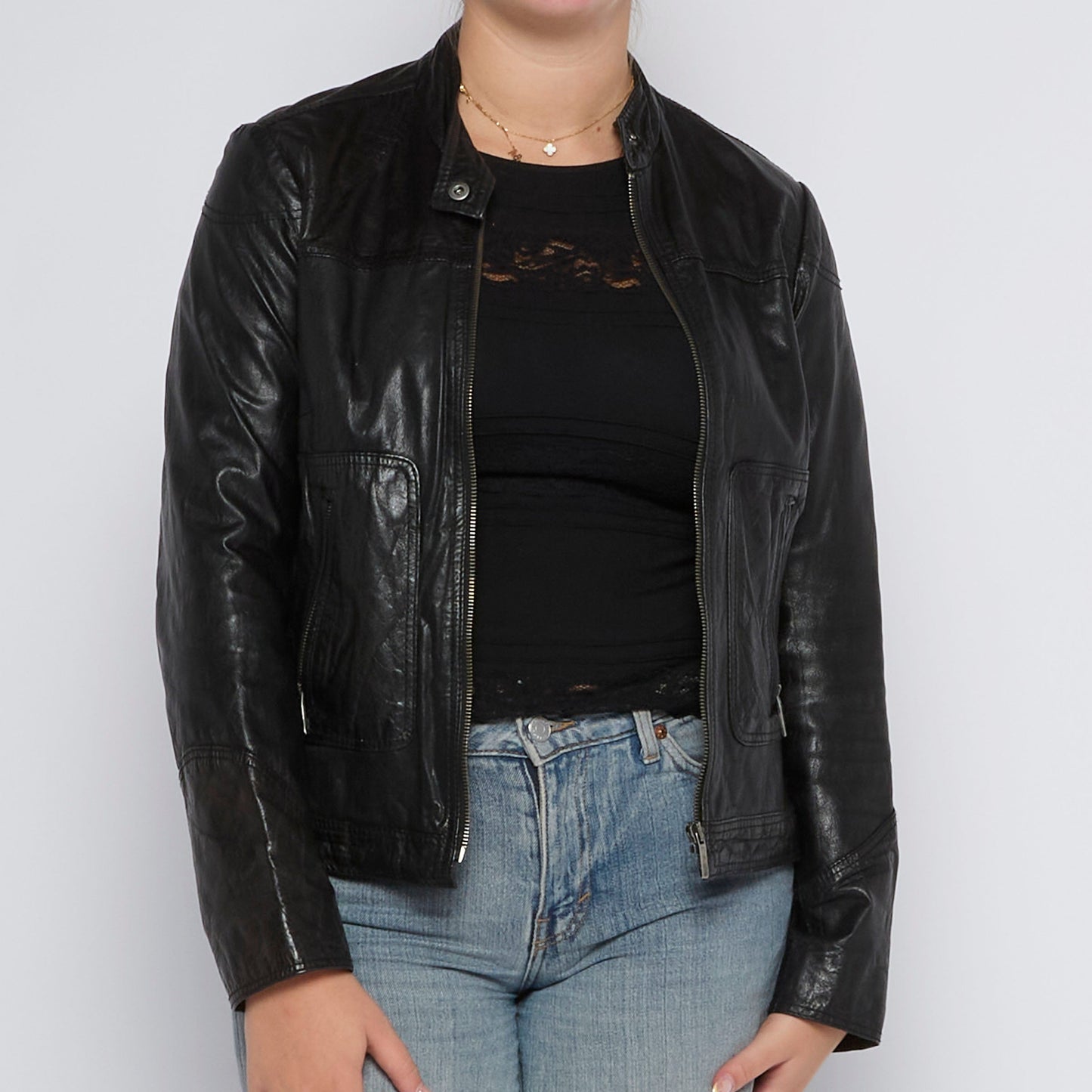 Bomber Leather Jacket - UK 12