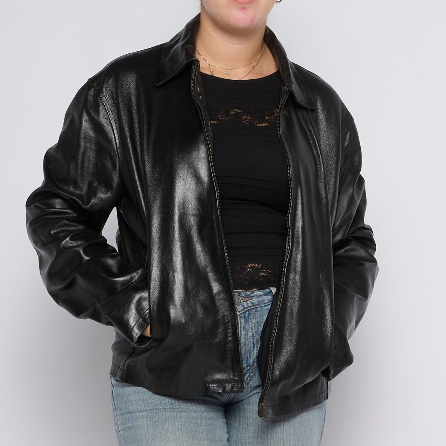 Leather Collared Jacket - UK 12