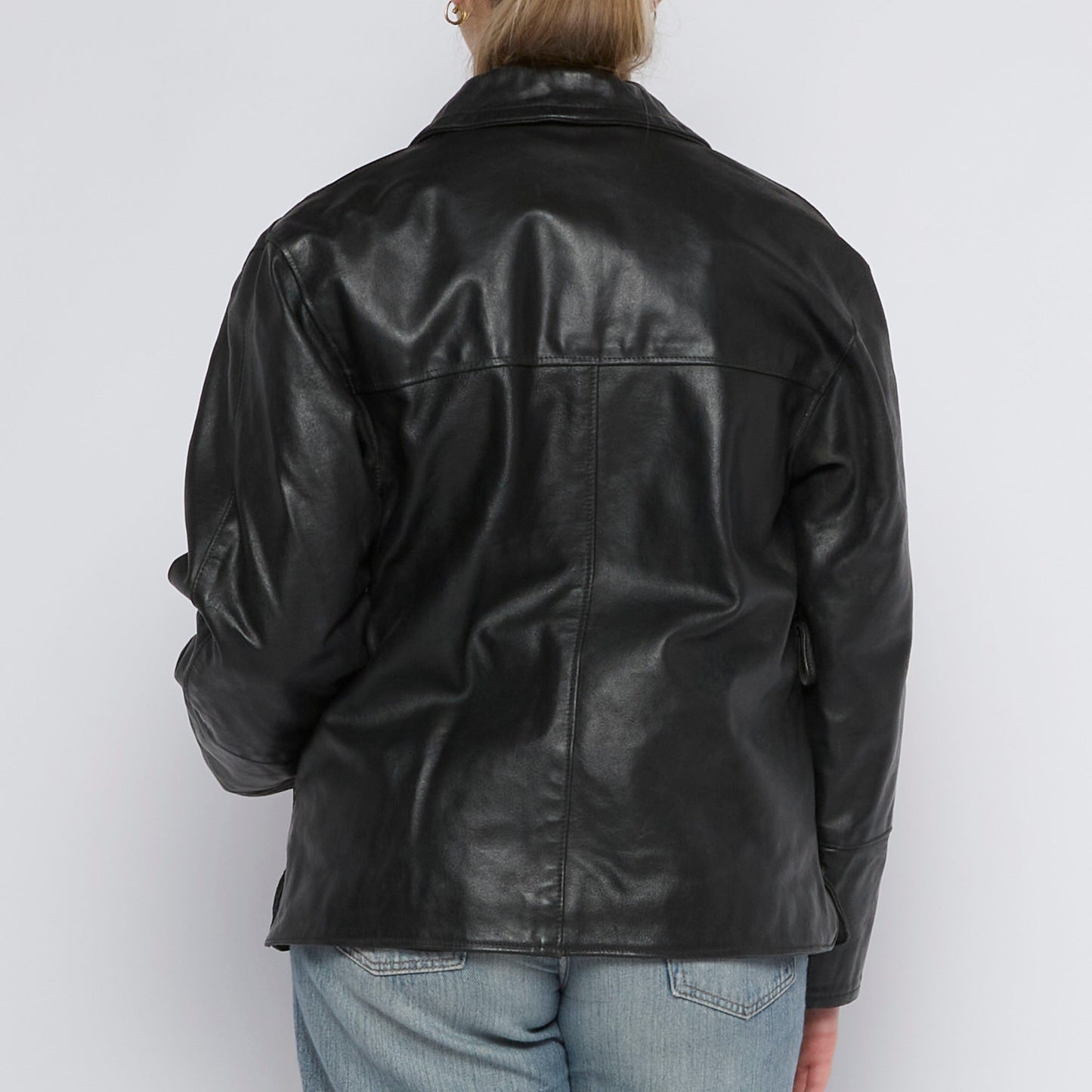 Buttoned Leather Jacket - UK 12