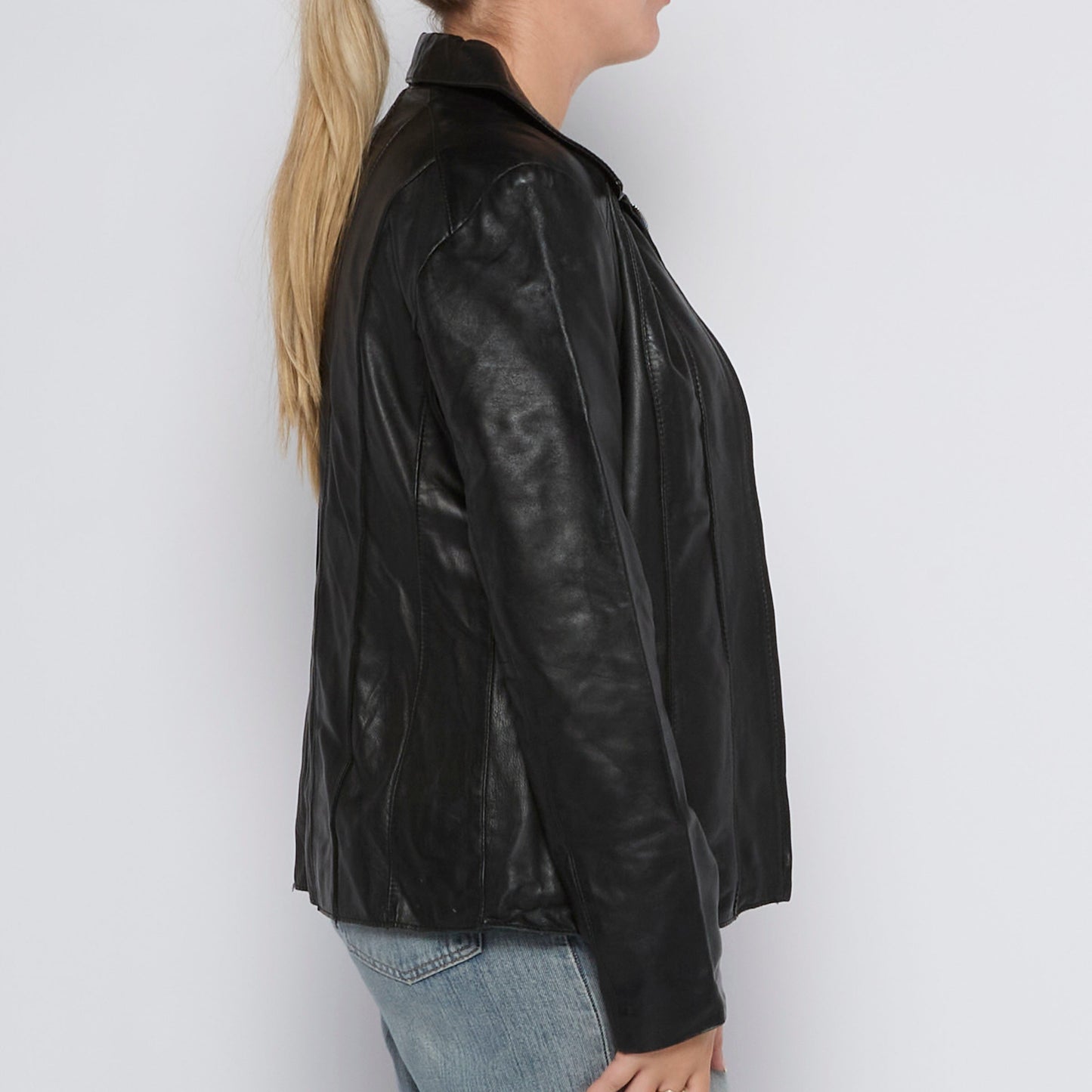 Leather Zip Up Jacket - UK 12