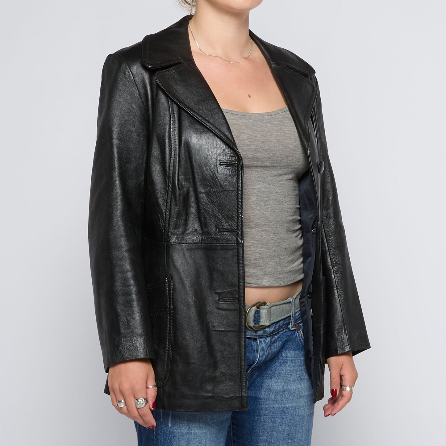 Long Leather Jacket - UK 12