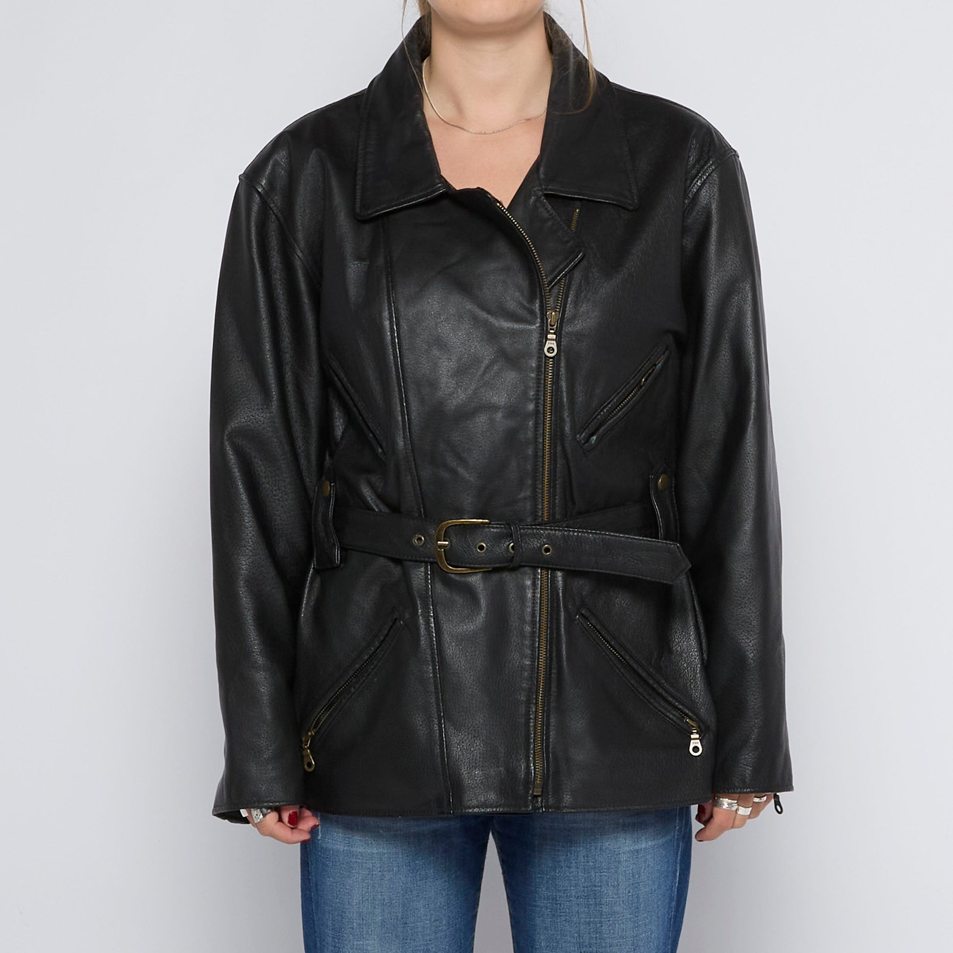 Single Breasted Leather Jacket - UK 12