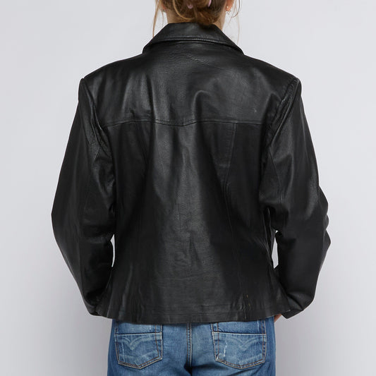 Leather Button Up Jacket - UK 12