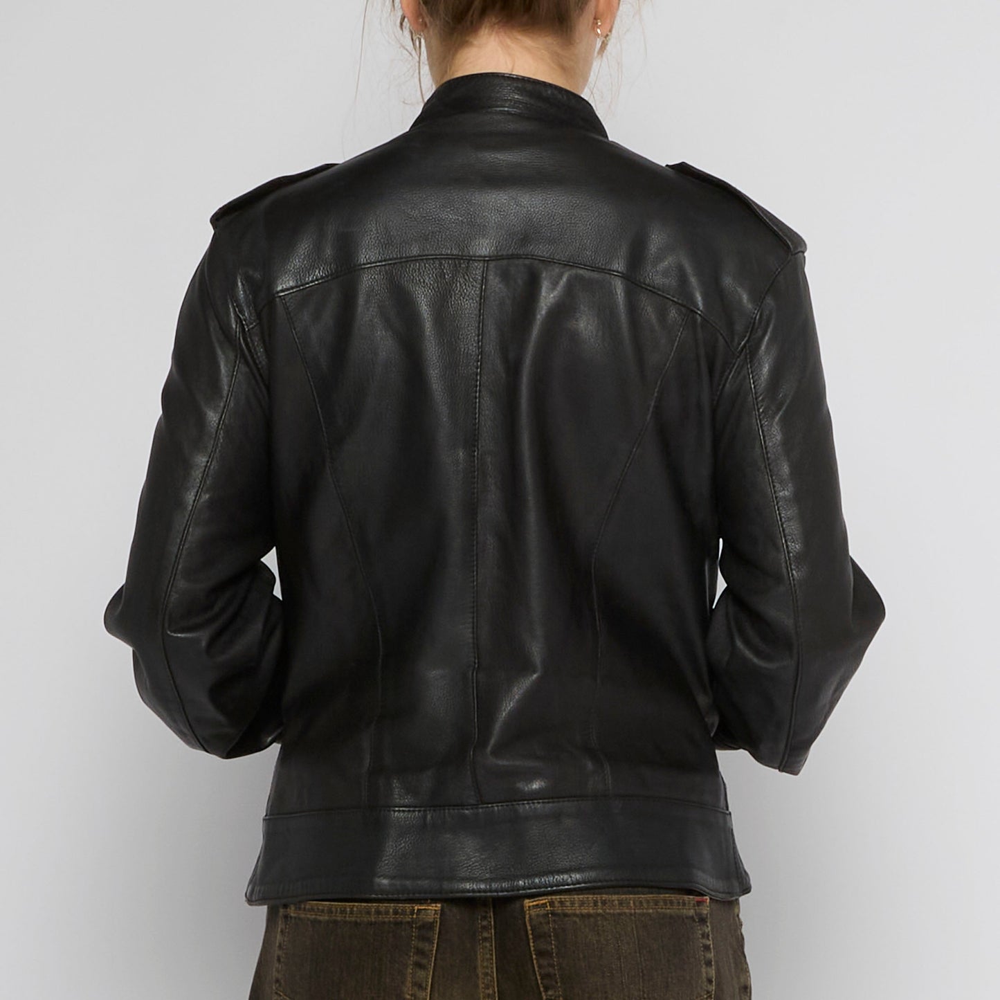 Leather Full Zip Jacket with Pockets - UK 12