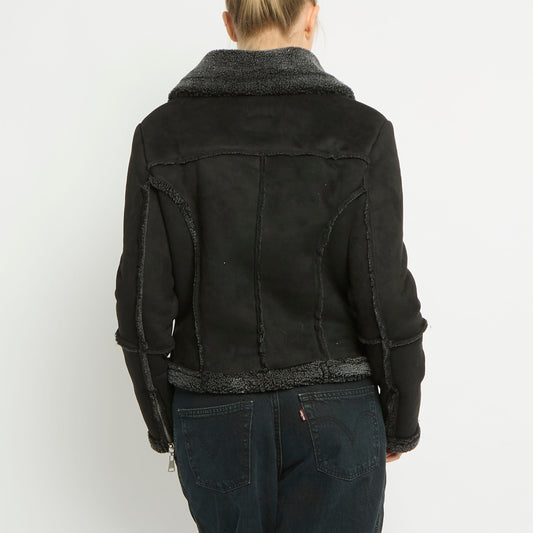 Faux Suede Biker Style Jacket -UK 12