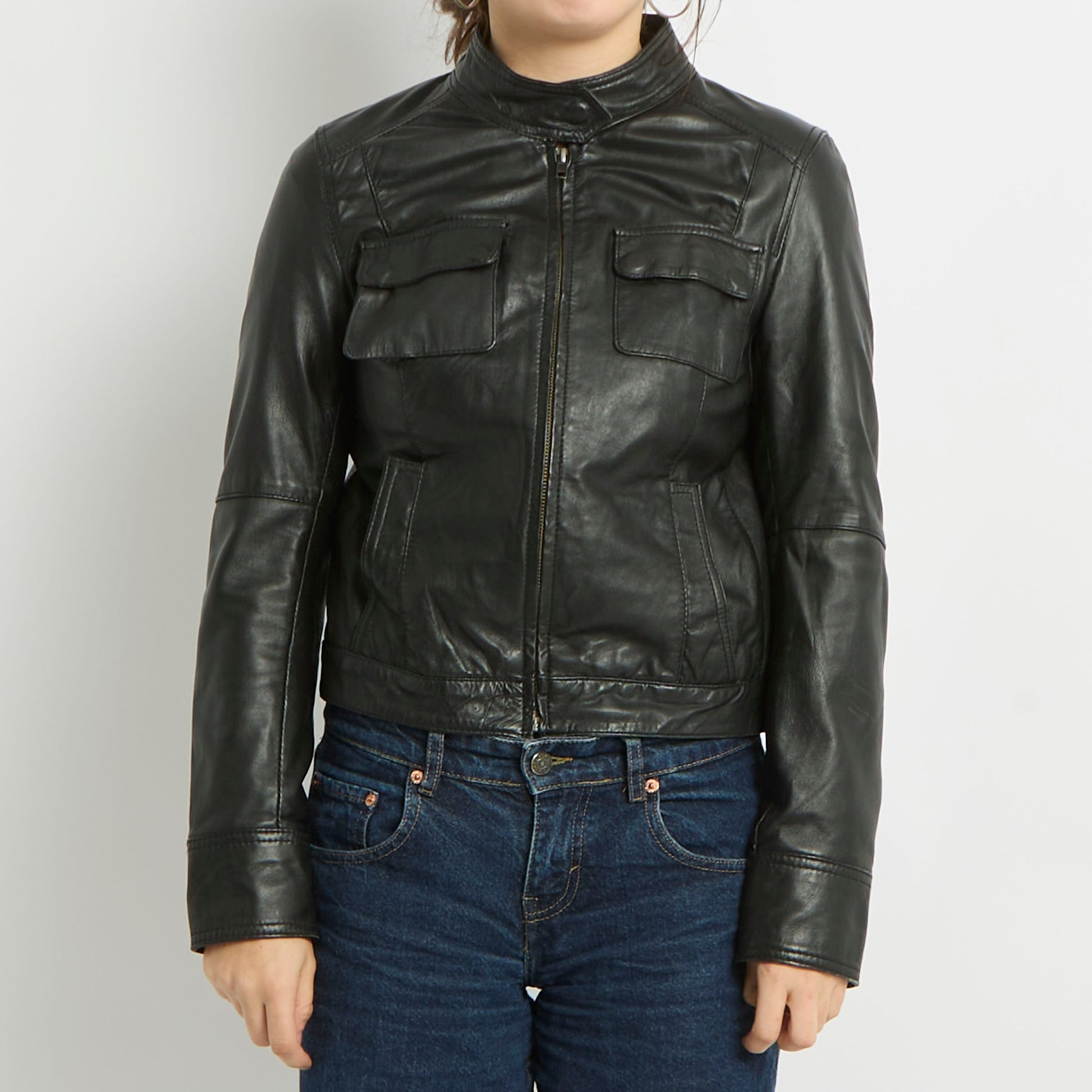 Faux Leather Biker Jacket - UK 12