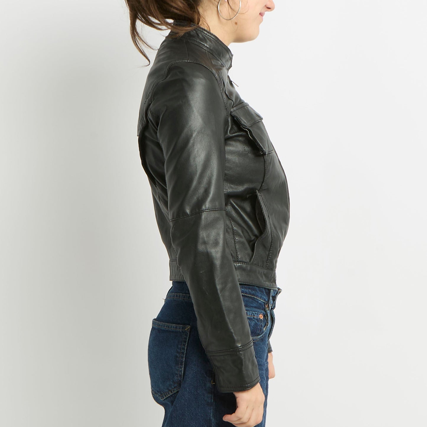 Faux Leather Biker Jacket - UK 12