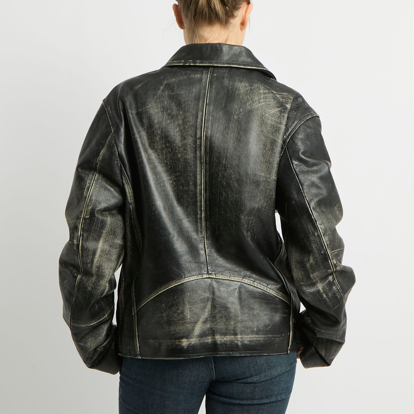 Distressed Leather Jacket - UK 12