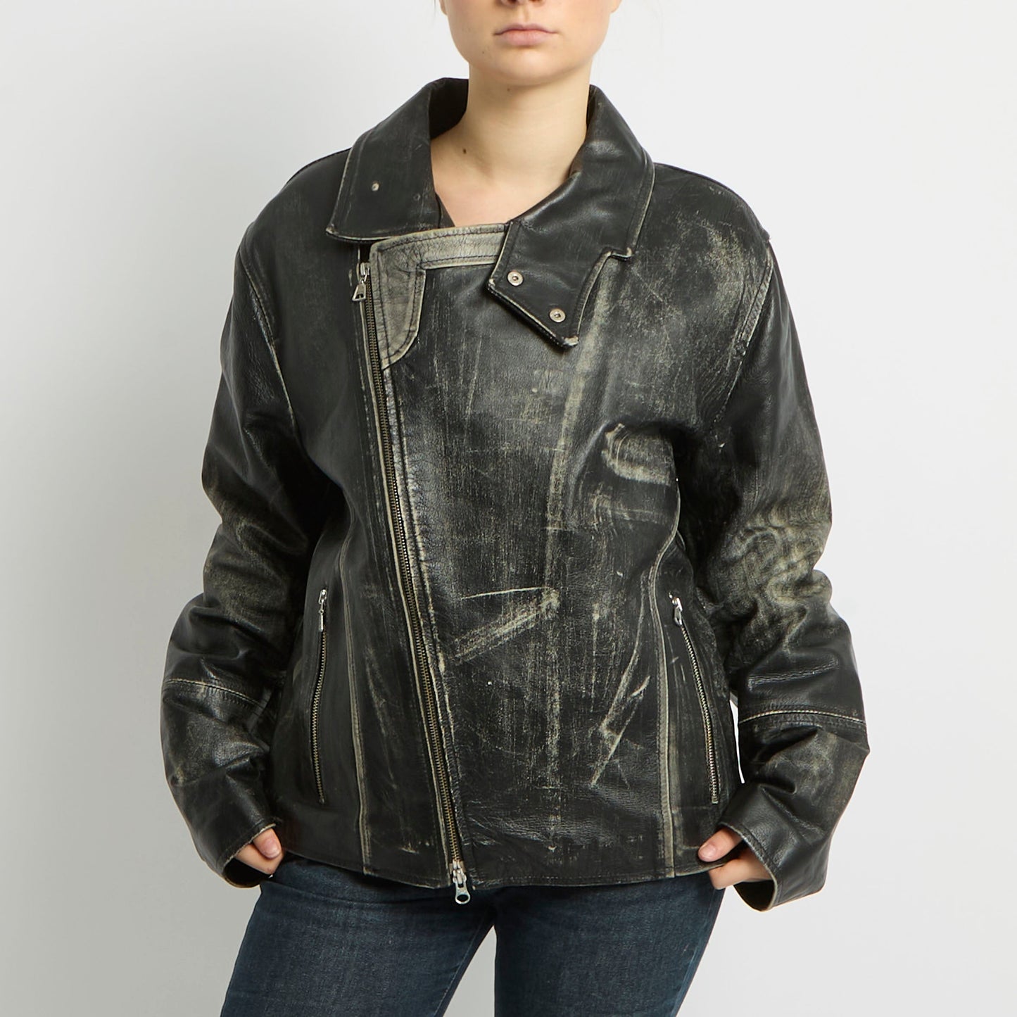 Distressed Leather Jacket - UK 12