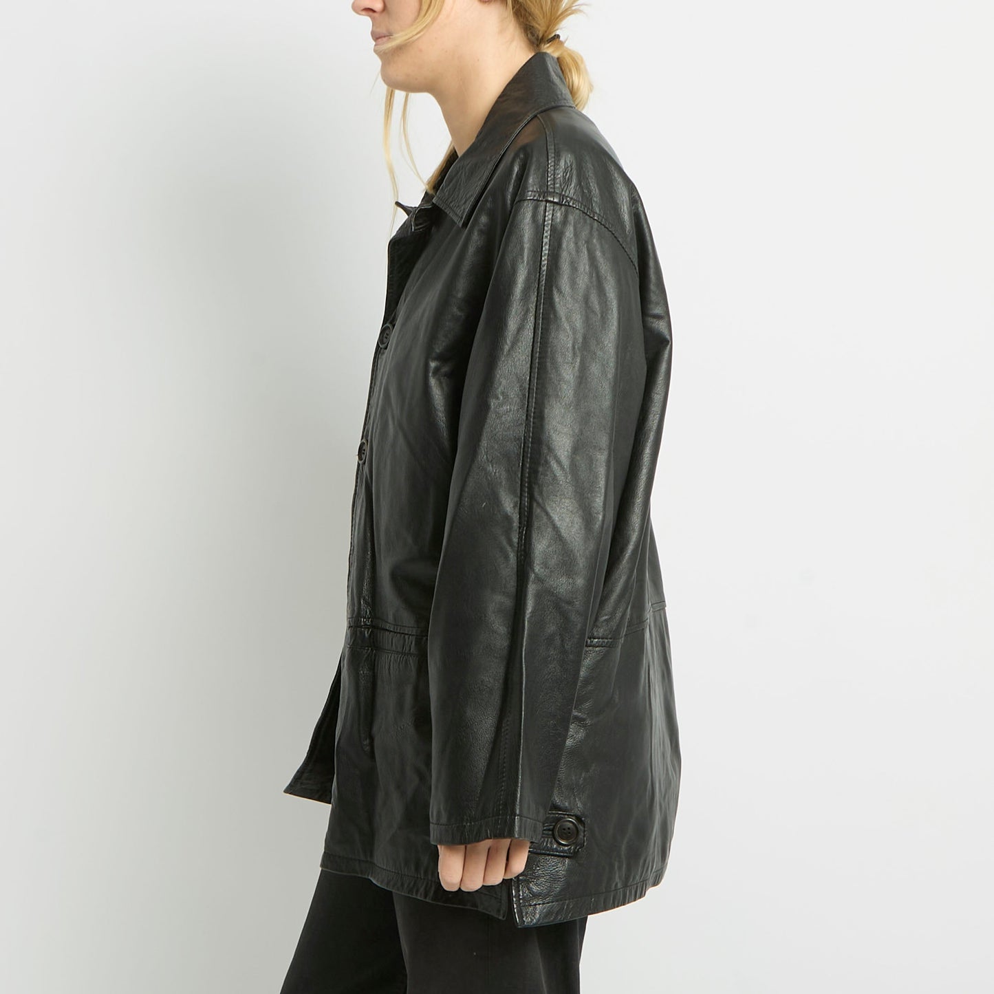 Oversize Leather Shirt Jacket - UK 12