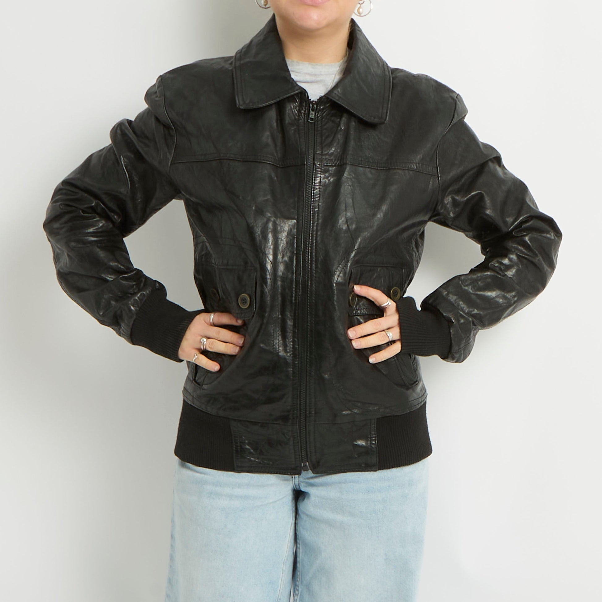 Leather Zip Up Jacket - UK 12