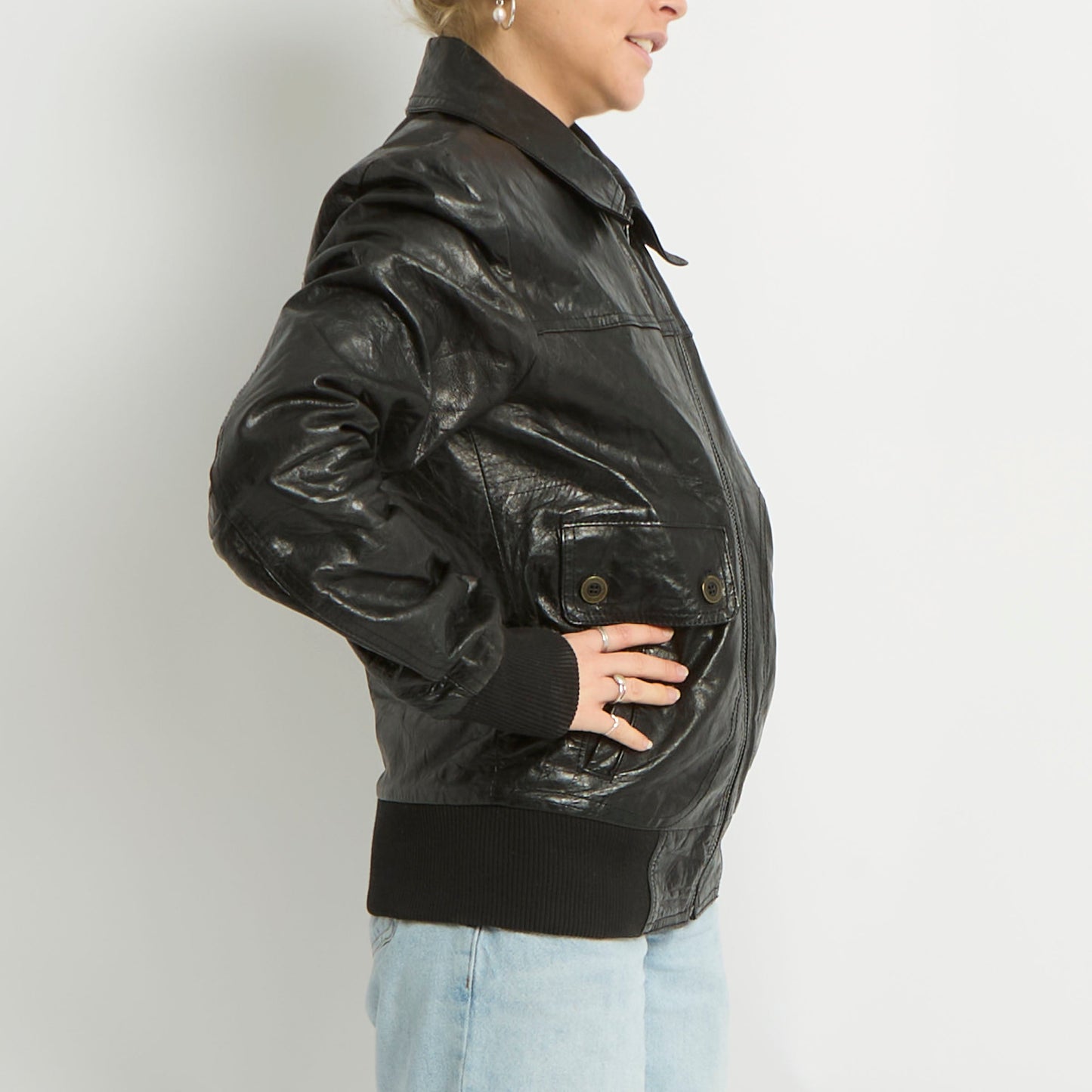 Leather Zip Up Jacket - UK 12